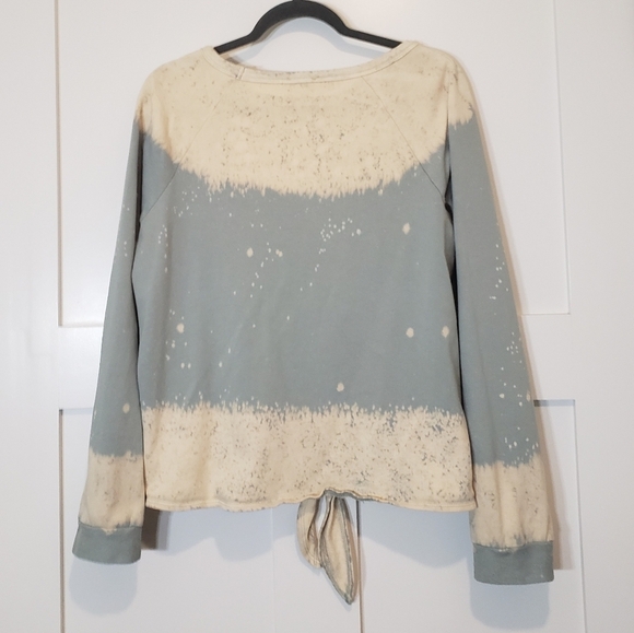 Hem & Thread Mint Pullover Sweatshirt Tie Dye Bleach Front Tie Size Large - Picture 10 of 14